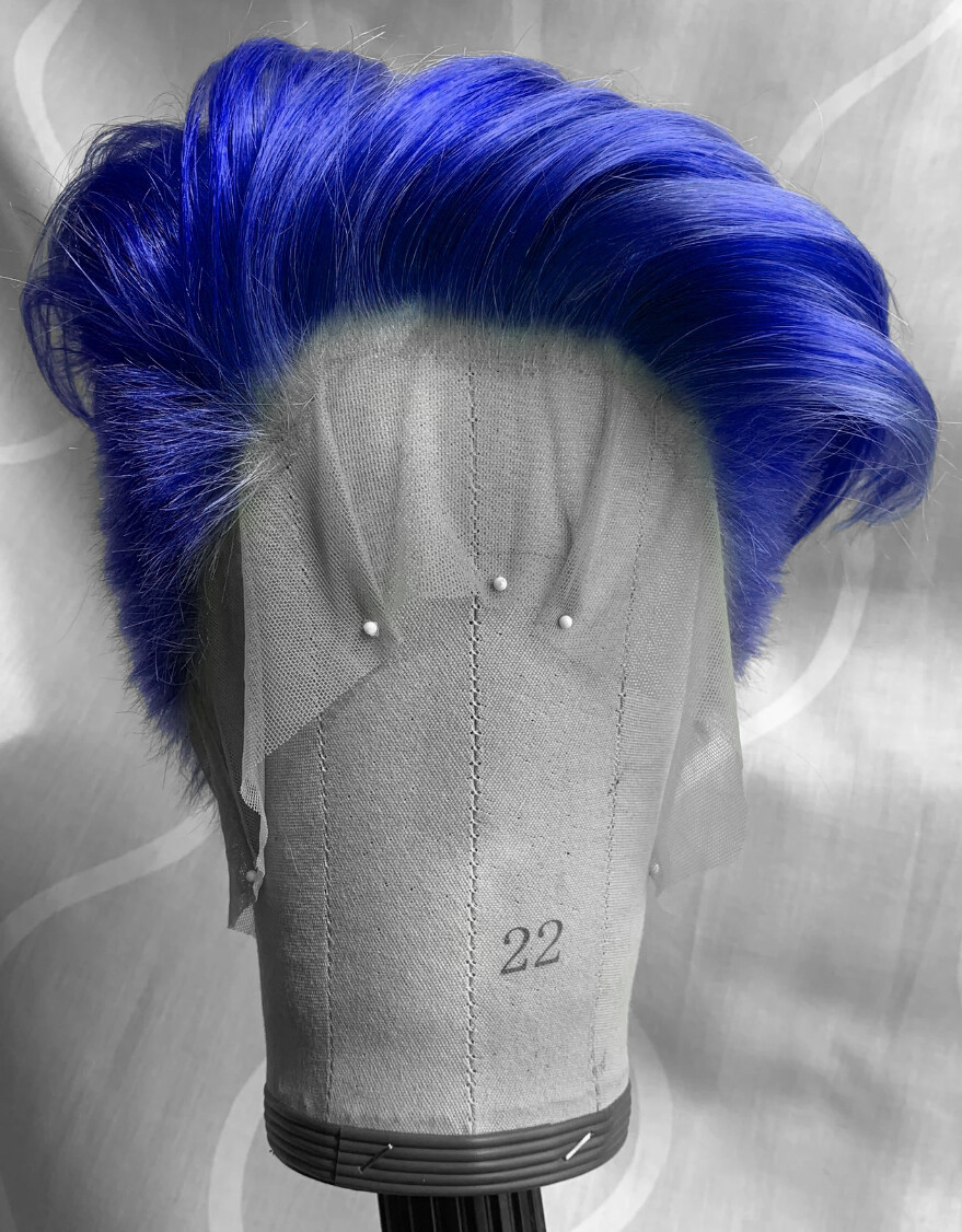 Short Cut Full LACE WIG Boy Cut DARK BLUE Human Hair Wig Brazilian Remy Men Wigs