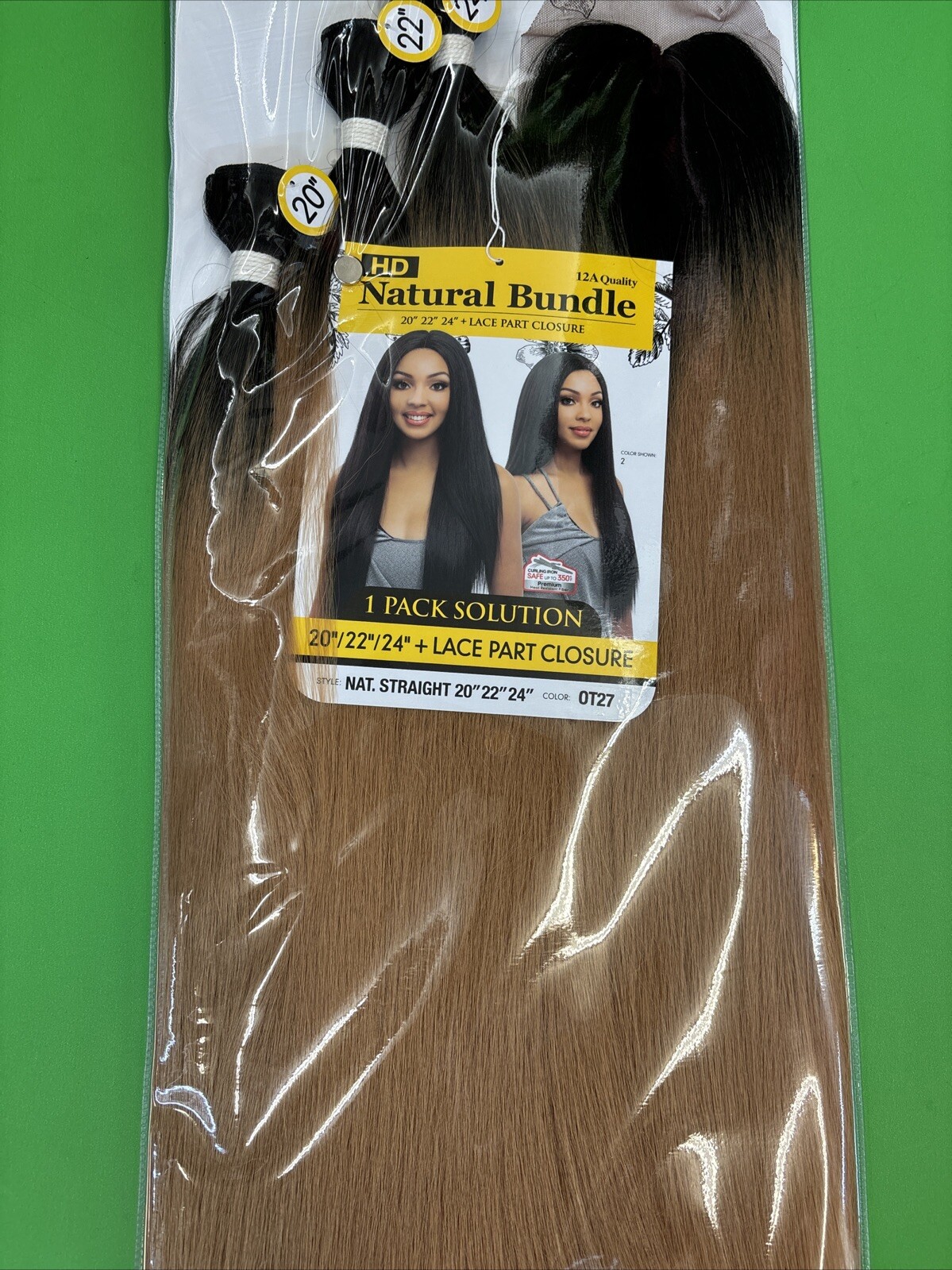 HD NATURAL BUNDLE NATURAL STRAIGHT 18″20″22″+4X4 HD CLOSURE OT 27 Weave