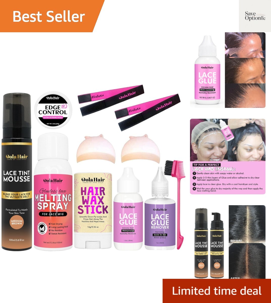 Lace Glue Kit – Complete Set with Lace Tint Mousse, Wig Installation & Meltin…