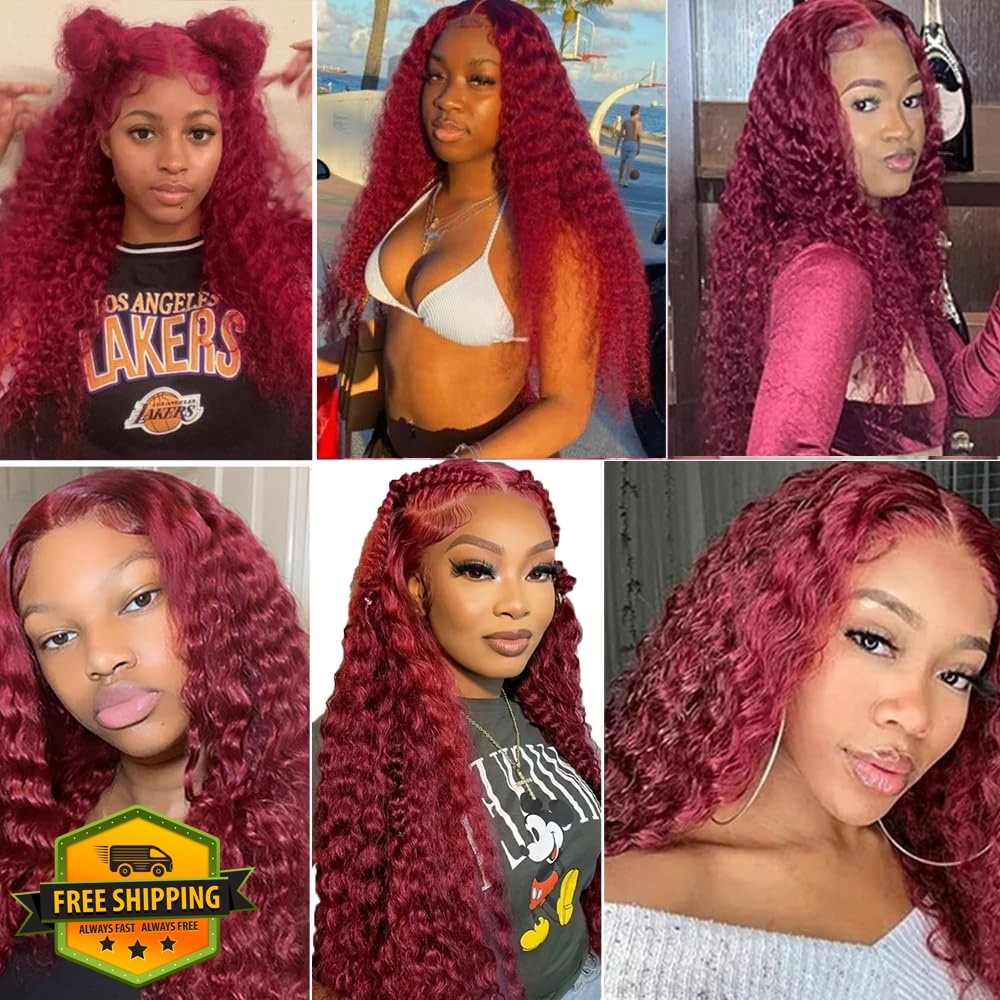 99j Burgundy Bundles Human Hair Water Wave Bundles Human Hair 24 26 28 Inch W…