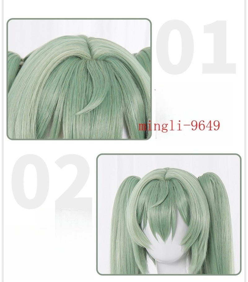 Zenless Zone Zero Corin Wickes Wig Green Long Hair Hairpiece Prop Dual Horsetail