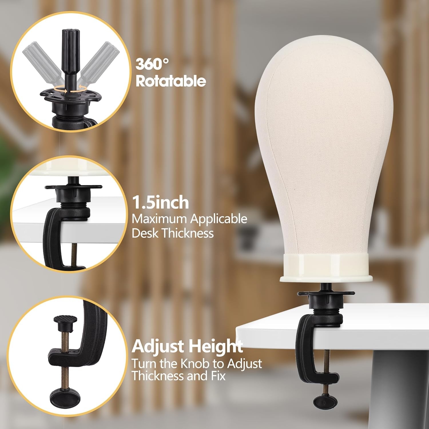 Professional Reinforced Wig Mannequin Stand With Head Set Display Holder Tripod