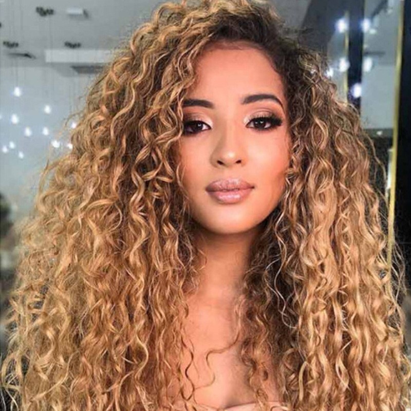 1 Set Water Wave Lace Front Hair Wig Wavy Wig Blonde For Women PrePlucked