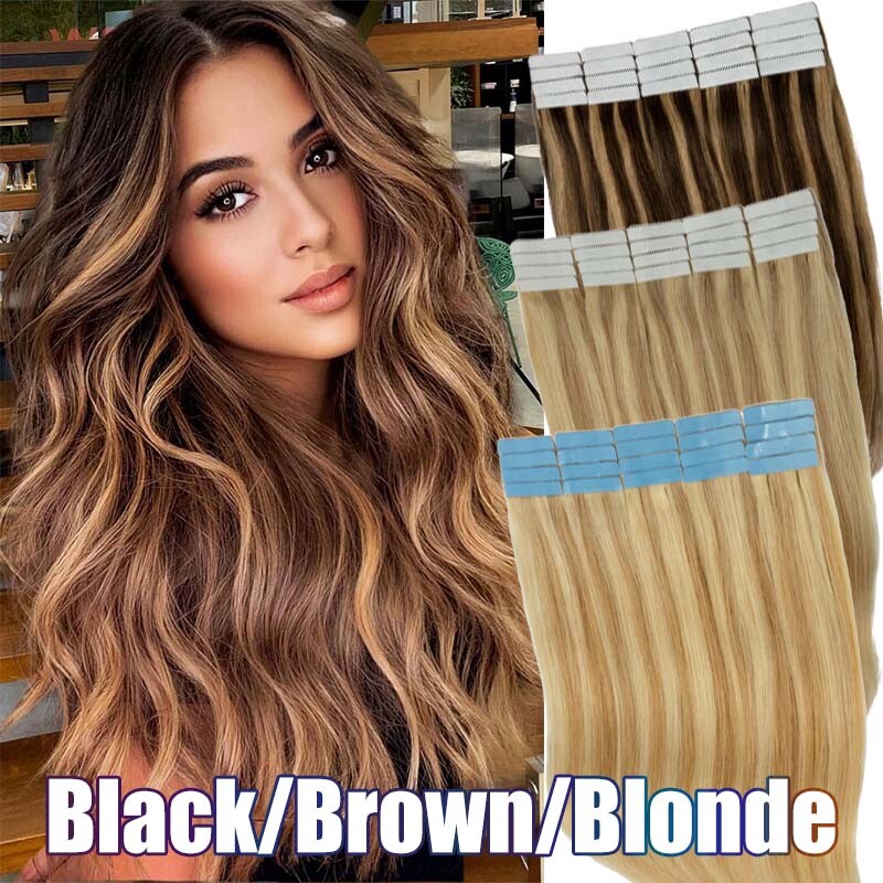 Tape in Non-allergic Glue 100% Remy Human Hair Extension Stick Skin Weft THICK