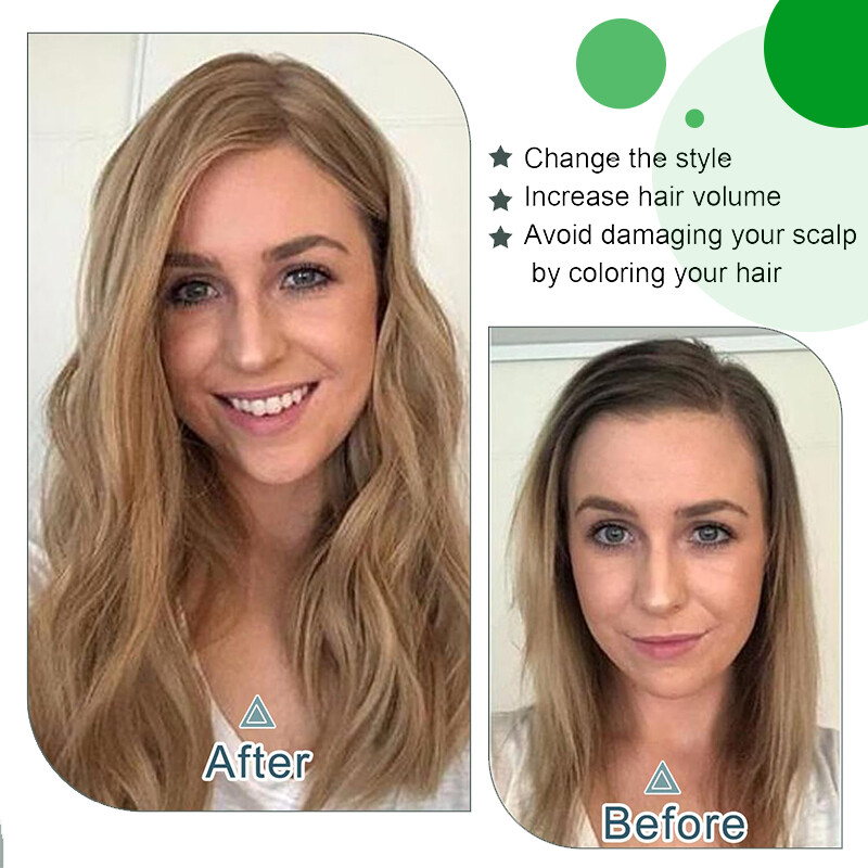 Free Part Clip In 100% Remy Human Hair Piece Top Topper Hand-Tied Lace Hairpiece