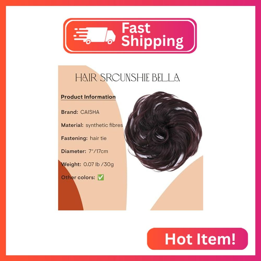 CAISHA Synthetic Fiber Hairpiece Scrunchie Scrunchy Updo Slightly Wavy Wine Red