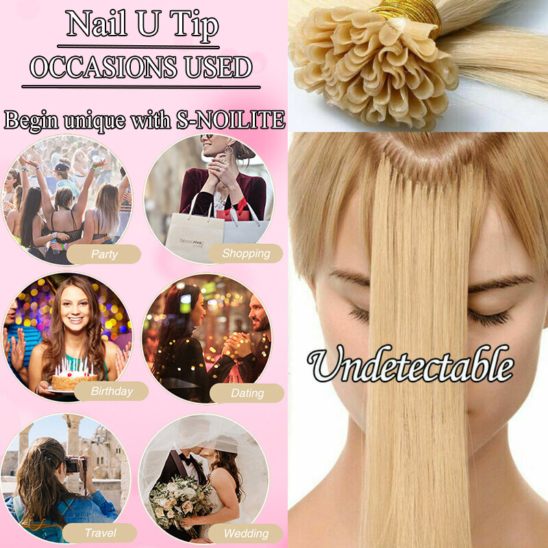 Russian 100g Nail U Tip Human Hair Extensions Remy Pre Bonded Keratin Glue/ 0.5G