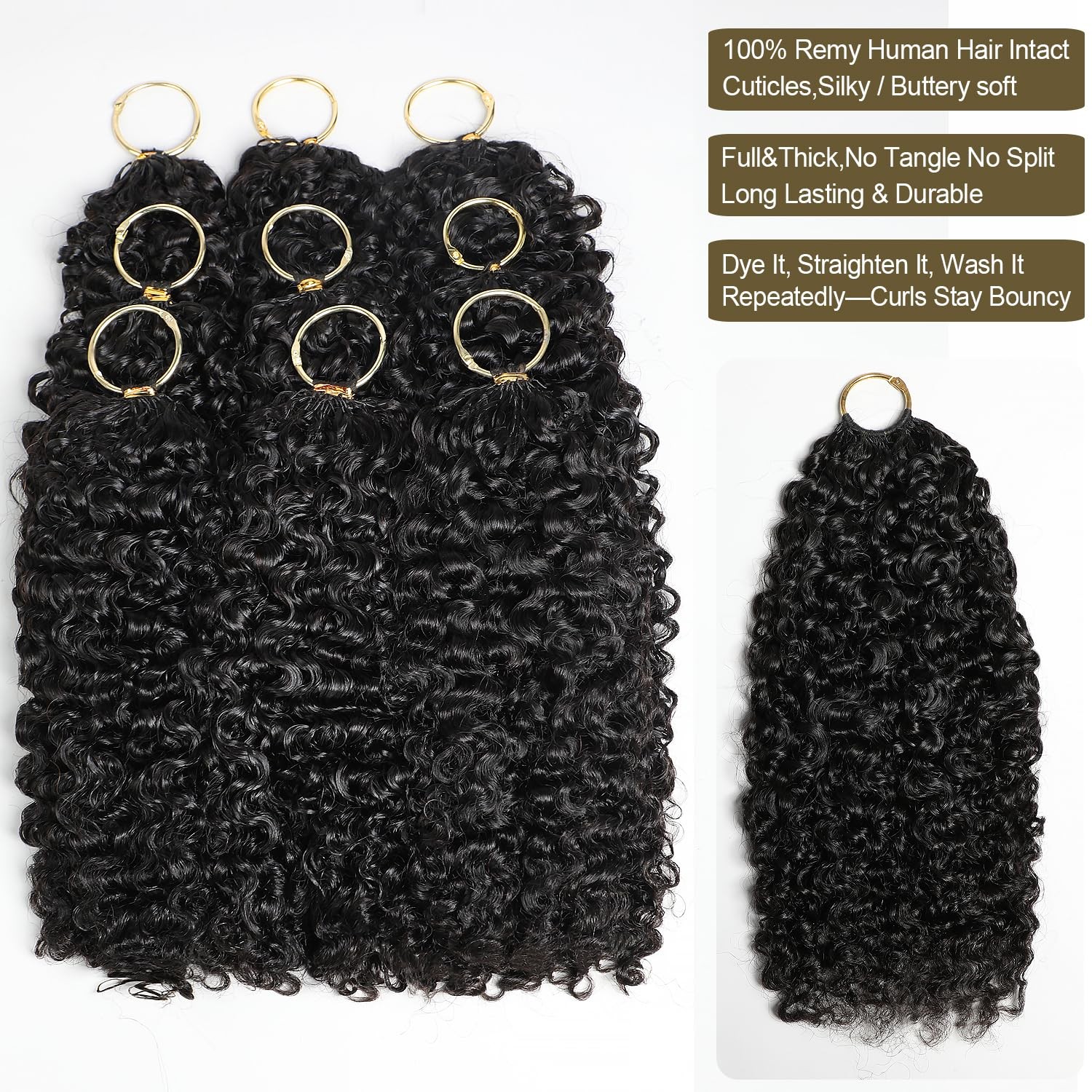 Lemoda Burmese Curly Feather Human Crochet Hair Extensions 14 Inch 120G Human