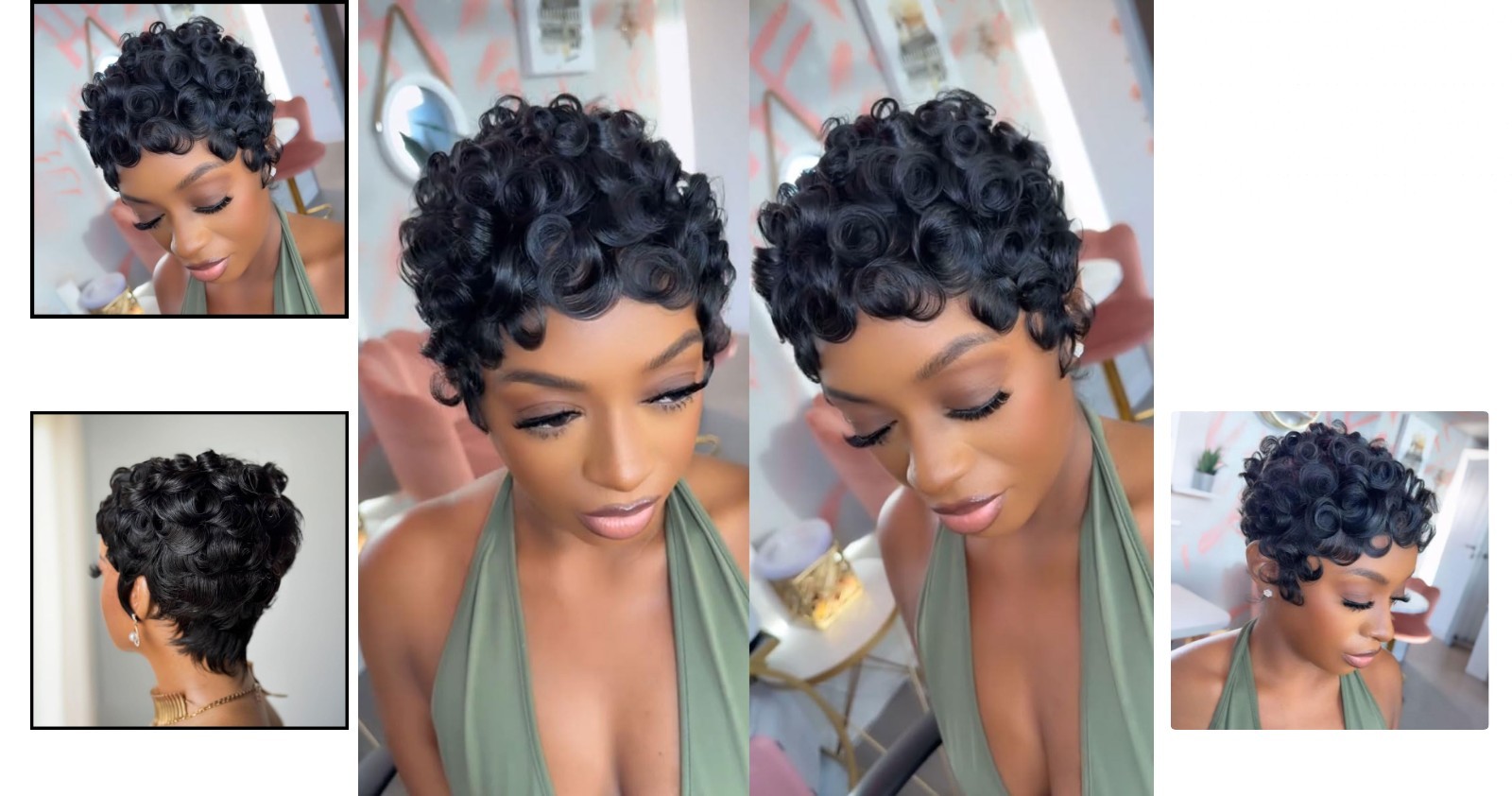 Pixie Cut Wigs for Black Women Brazilian Curly Pixie Cut Wig Human Hair Glueless