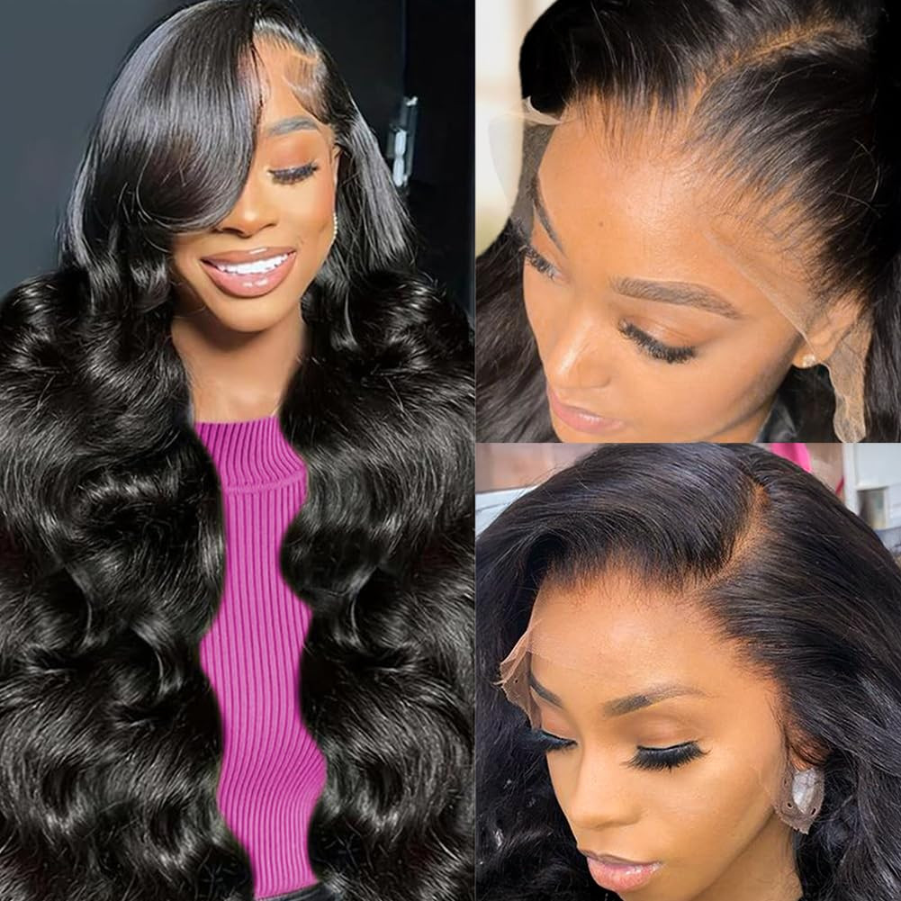13X6 Body Wave Lace Front Wigs Human Hair Pre Plucked Pre Bleached Small Knots w
