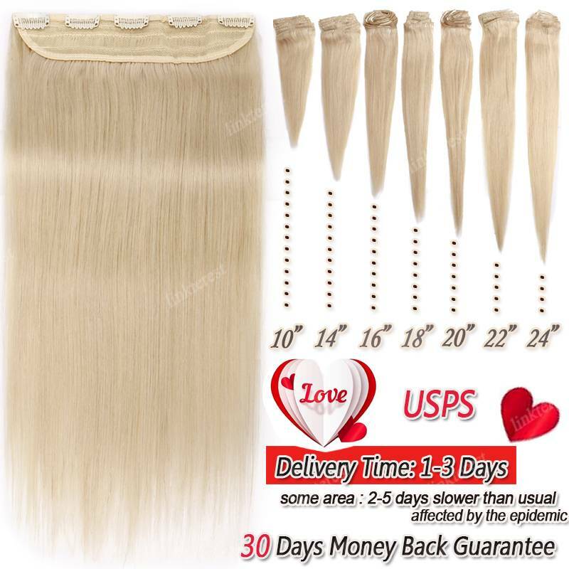 Highlight One Piece Weft With Clips Real Remy Human Hair Extensions Half Head US