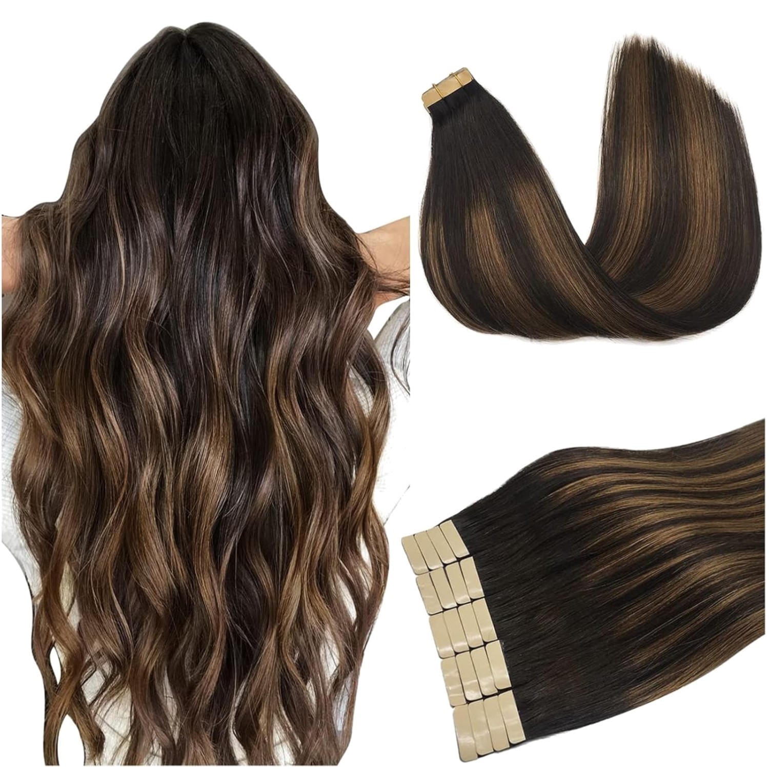 10 Inch Remy Human Hair Tape In Extensions – Dark Brown to Chestnut Brown