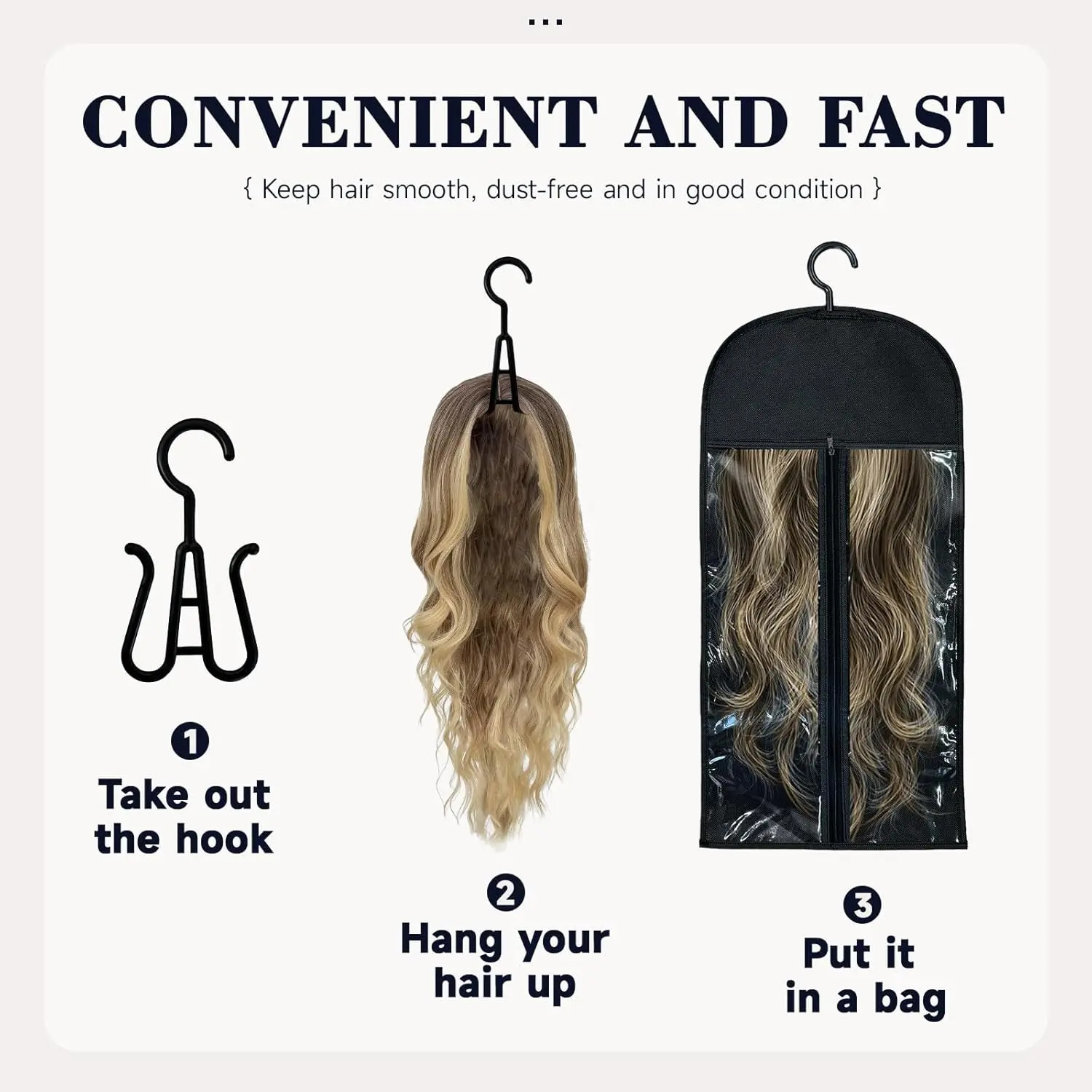 6PCS Hair Extension Holder 2026 New Wig Storage Wig Hanger Wig Bagfor Multiple O