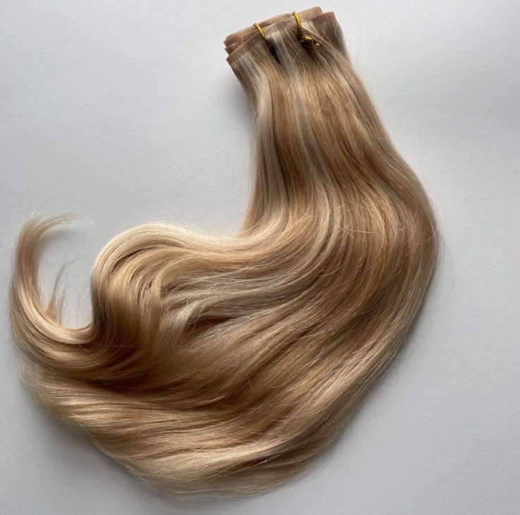 GOO GOO 14″ Seamless Hair Extensions 130g 9Pc Dark Blonde Bleach Blonde P18A/613