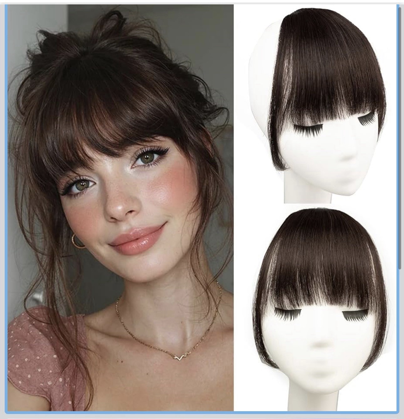 Clip in Bangs for women 100% Human Hair Bangs with Temples Bangs Hairpieces