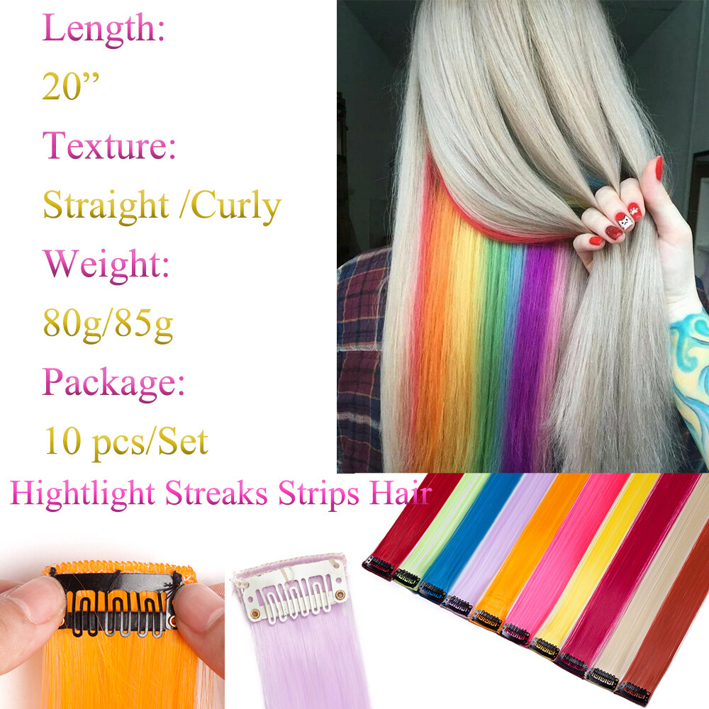 Good Hair Extensions Straight Synthetic Colored Chips In Cosplay Party Gift Hair