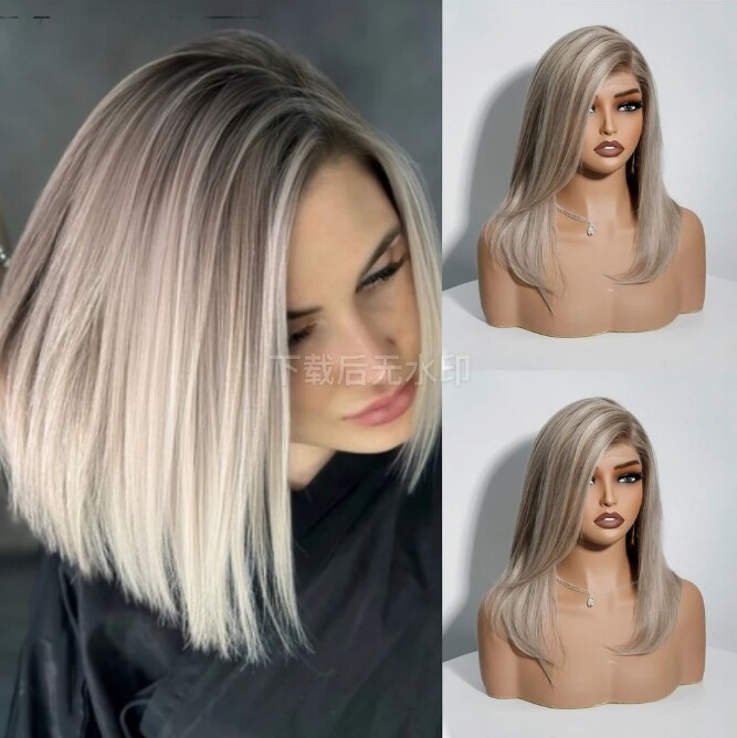 Ombre Hightlight Dusty Blonde 100% Human Hair 13×4 Lace Front Wig