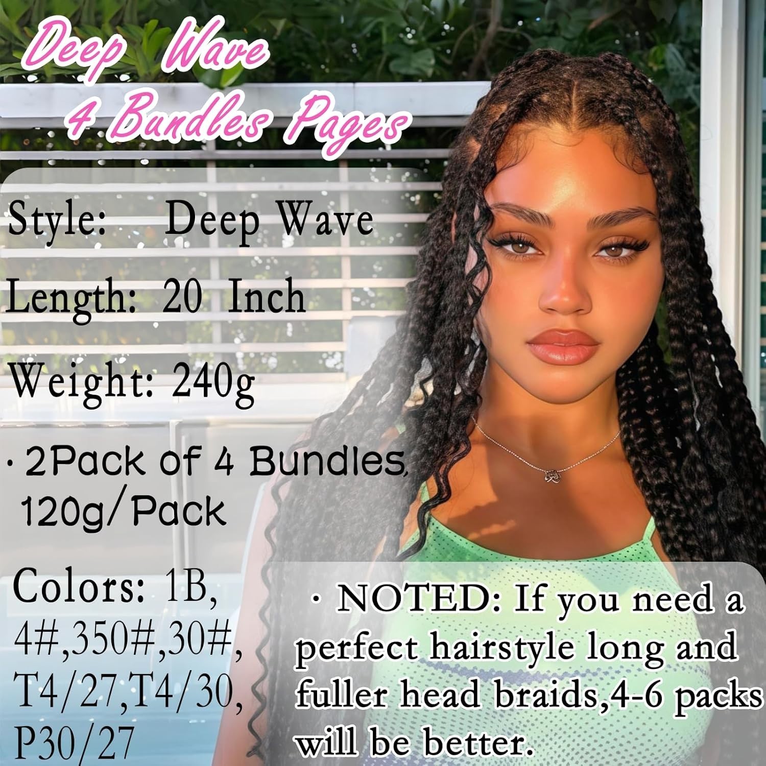 Synthetic Boho Braiding Hair 20 Inch 240g Curly Wavy Bulk Extensions for Blac…