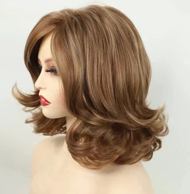 New Fashion Women’s Natural Light Brown Wavy Wigs 14 In