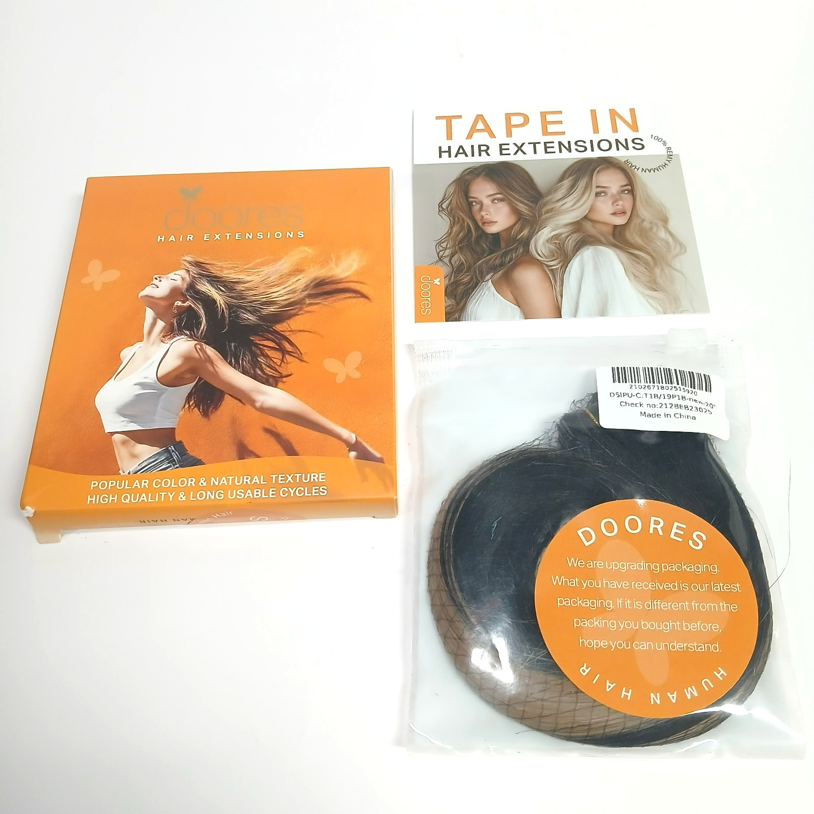 DOORES Invisi Edge Tape in Human Hair Extensions 20 Inch 25g 10Pcs injected