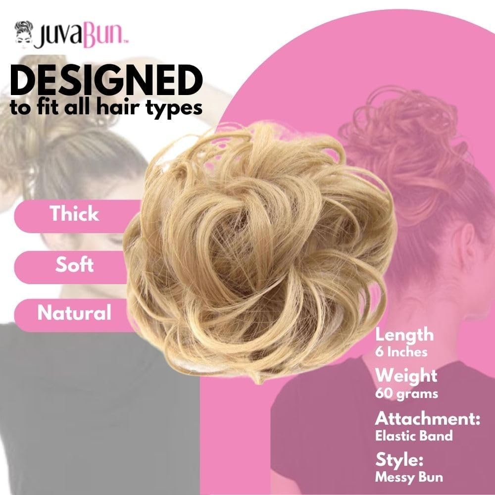 Juvabun Messy Bun Hair Extension JB-MB-04 Elastic Band Bun Hairpiece – Gold