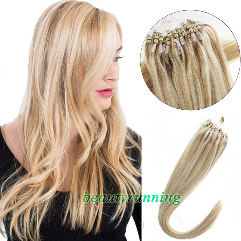 Micro Ring Loop Beads Tip Hair Extensions 100% Real Brazilian Human Hair 50-100s