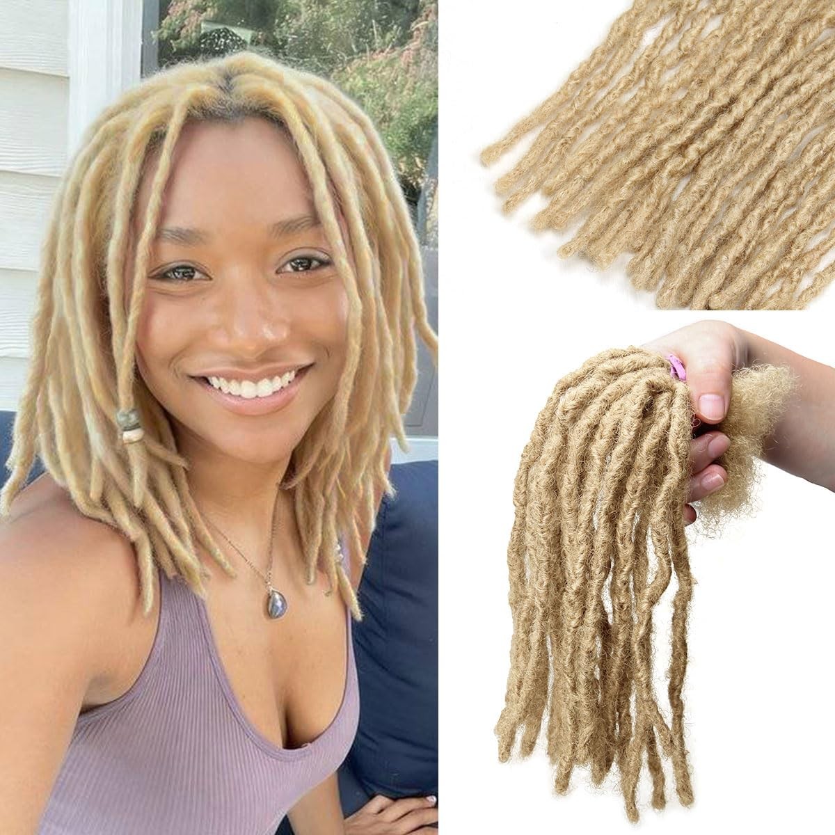 Siphis 10 Inch 30 Stands 0.4Cm Interlocking Loc Extensions Human Hair Dreadlock