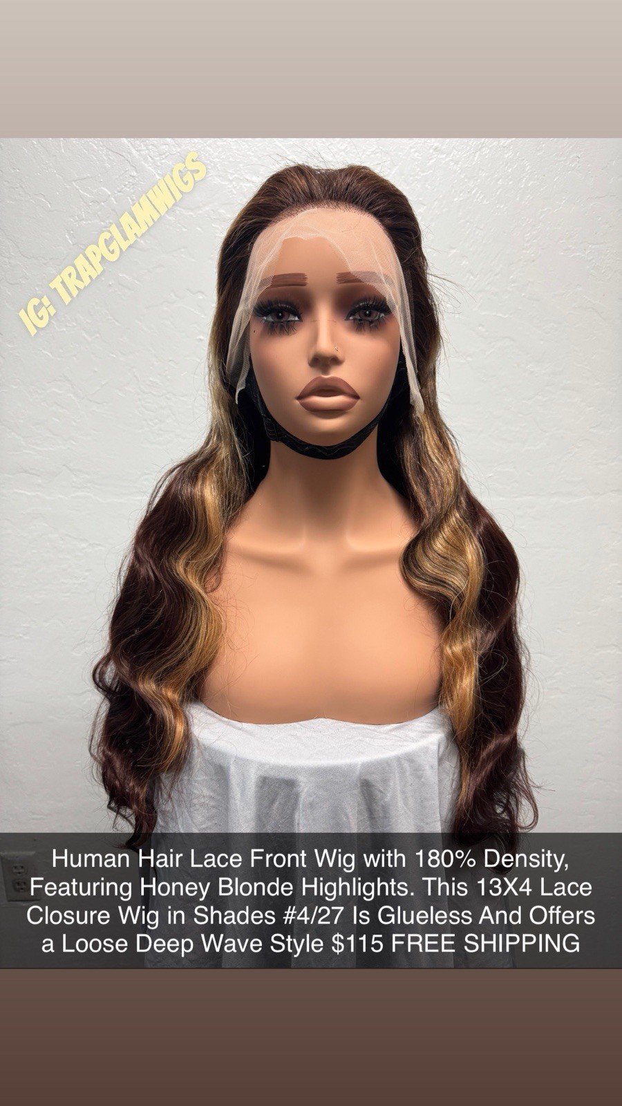 Human Hair 13×4 Lace Front Wig Glueless Loose Deep Wave 180% Density