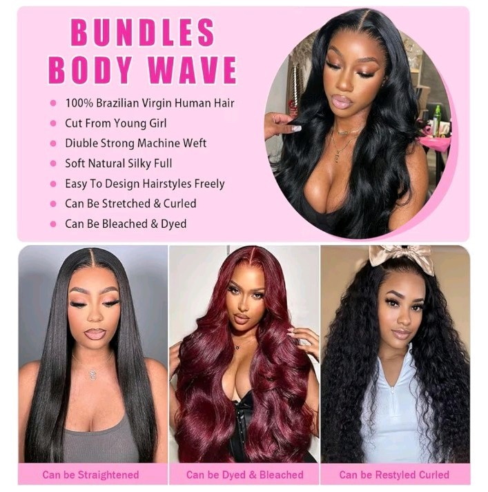 16A Raw Human Hair Bundles 18 20 22 24 Body Wave