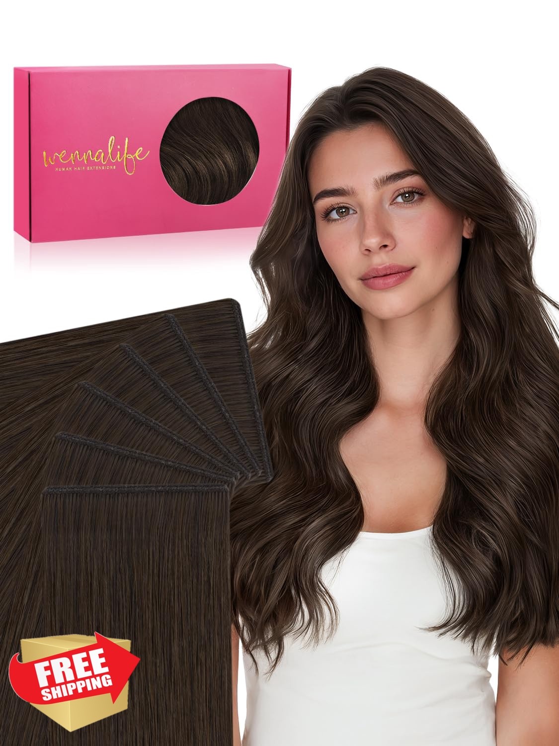 Wennalife 14 Inch #2A Light Dark Brown Tape Ins