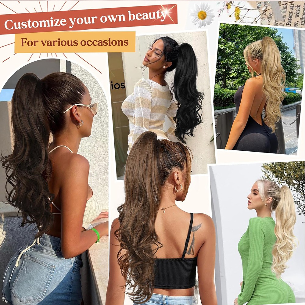30″ Long Thick Claw Ponytail Clip In Pony Tail Hair Extension As Human Women