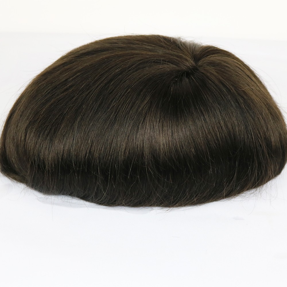Human Hair Men Toupee Mono Base with Lace Front Hair Units Replacement System
