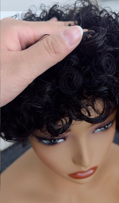 6 Inch Pixie Cut 13×1 Lace Front Wig 100% Human Hair Curly Wig 150%/180% Density