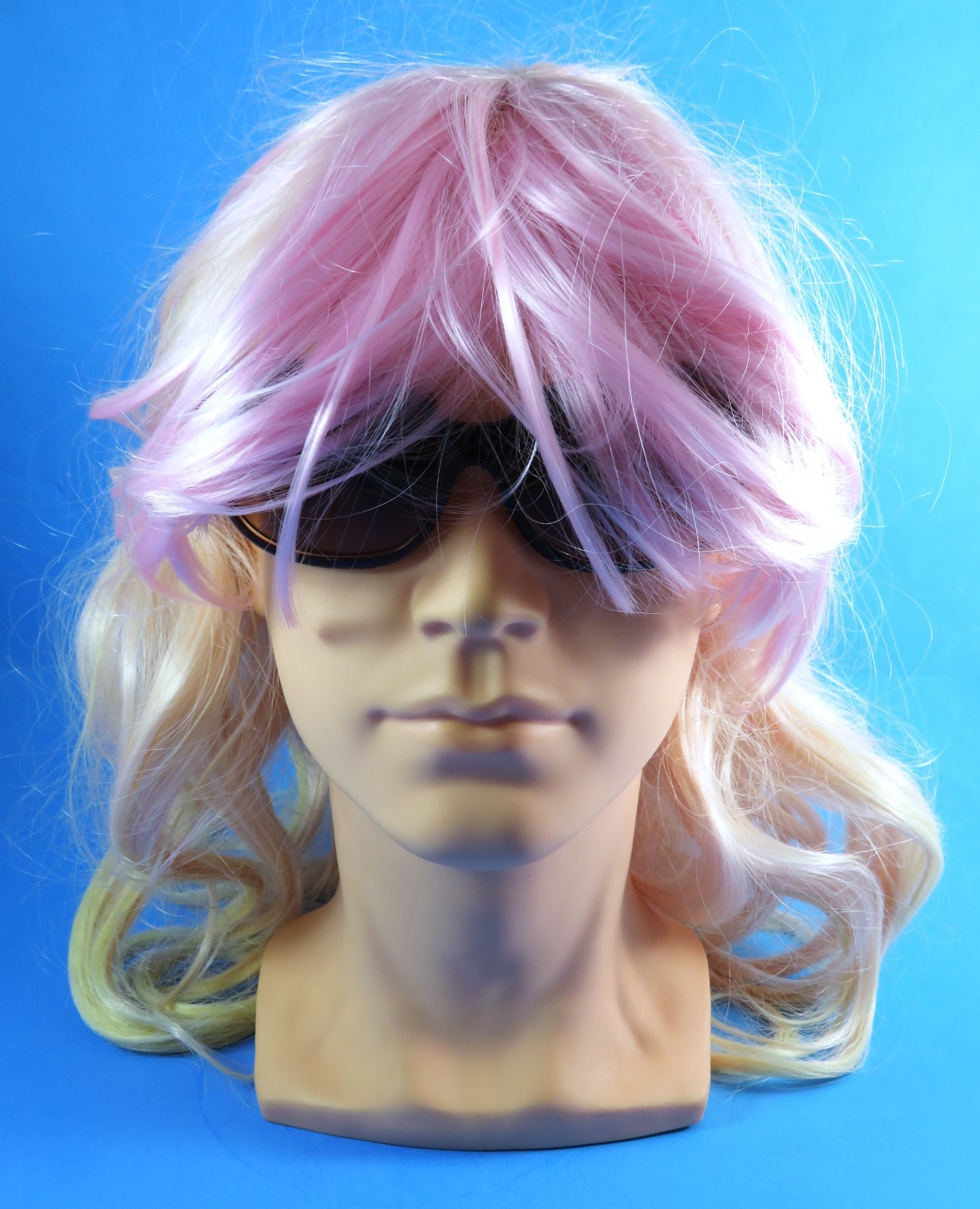Long Wavy Wig Synthetic Balayage Pale Pink Blonde Hook Adjustments Lace Front