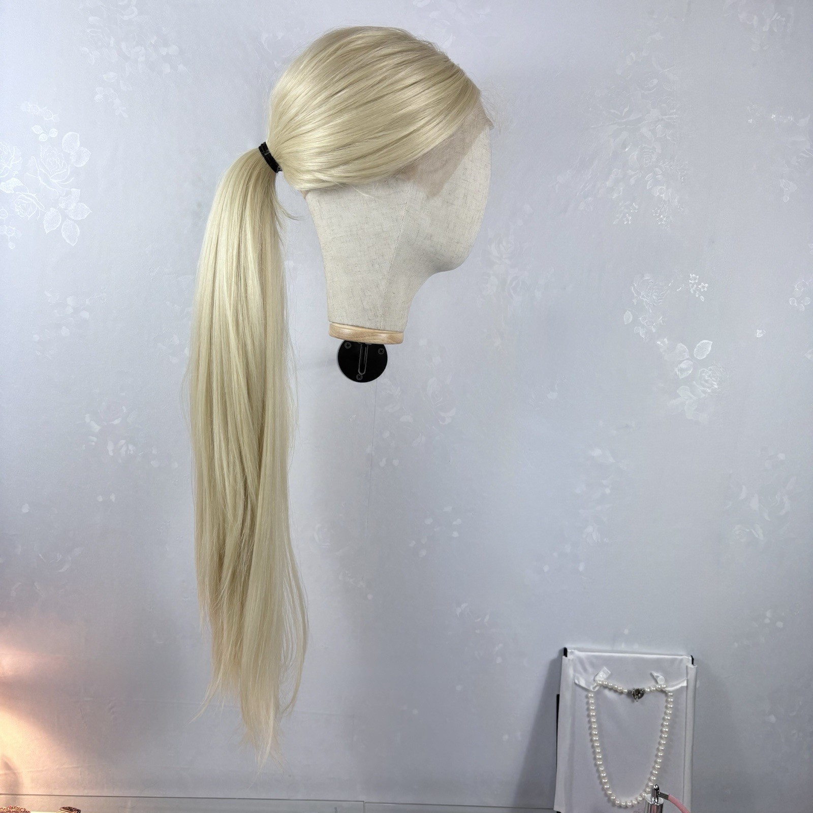 Daily Wear 360 Lace Updo WIG! Long Bleach blonde, Human Hair Blend