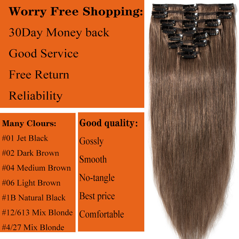 Remy Soft Clip In 100% Human Hair Extensions Curly Full Head Short&Long USPS 7A