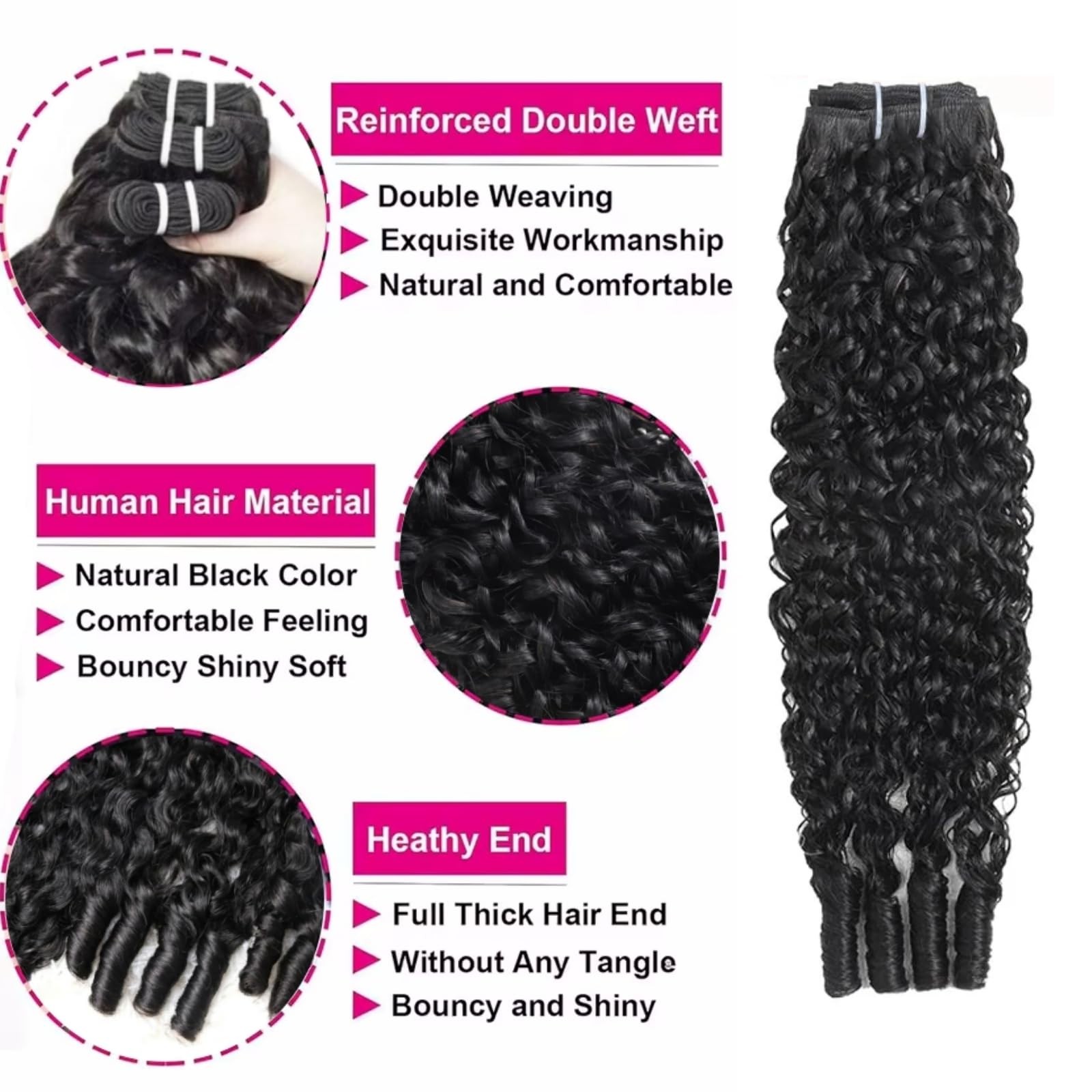 Pnkhb Burmese Curly Bundles Human Hair 14 16 18 Inch 3 Bundles Wet And Wavy