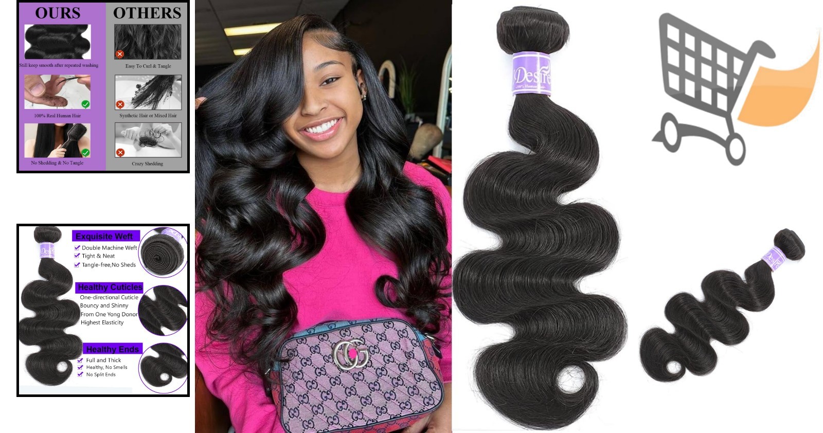 16A Brazilian Virgin Human Hair Bundles Body Wave 18 Inch Natural Black