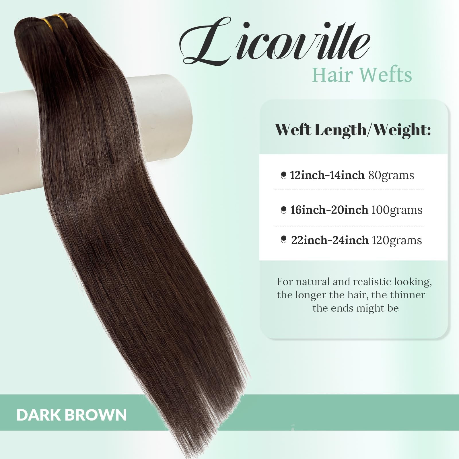Licoville Weft Hair Extensions Human Hair 18 Inch 2 Dark Brown Sew In Hair