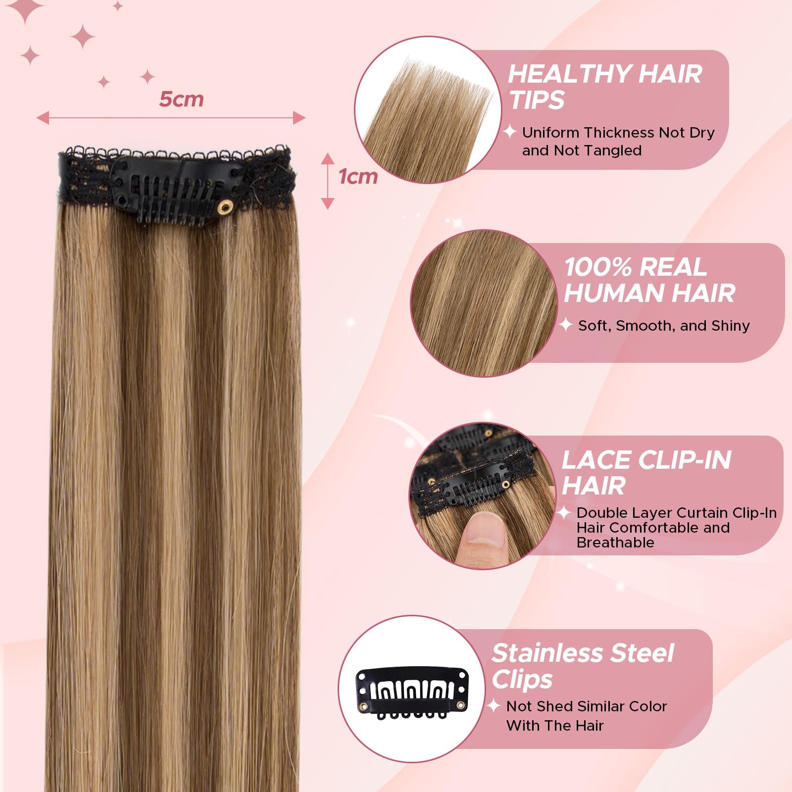 Segohair Clip In Hair Extensions Real Human Hair For Women 22 Inch 47G 6Pcs