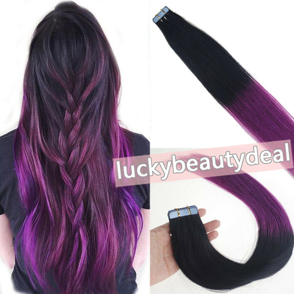 Tape in Real Human Hair Extensions Seamless Skin Weft Remy Russian Hair Straight