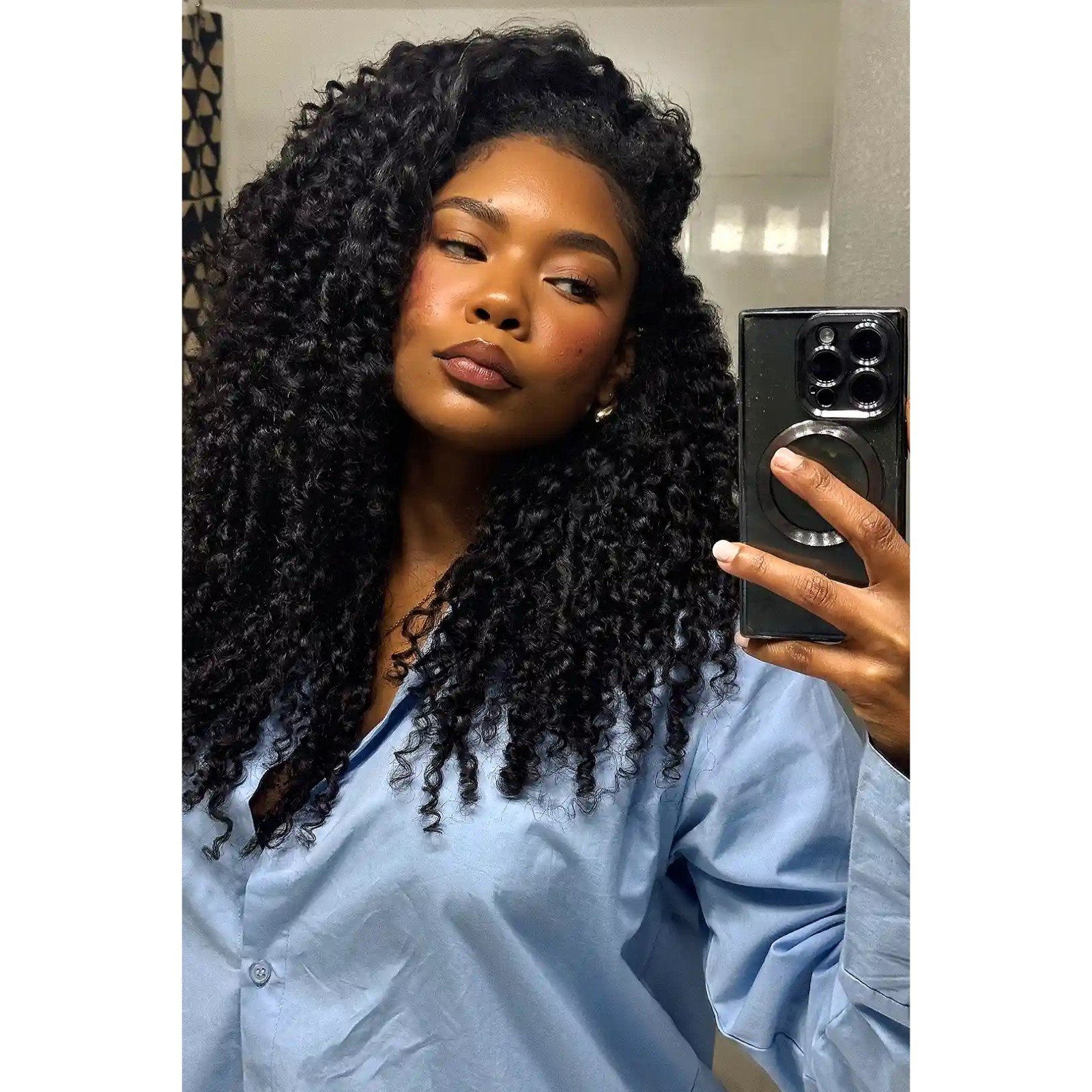Human Hair Burmese Curly with Spiral Crochet Hair Extensions 50 Strands 1B Black