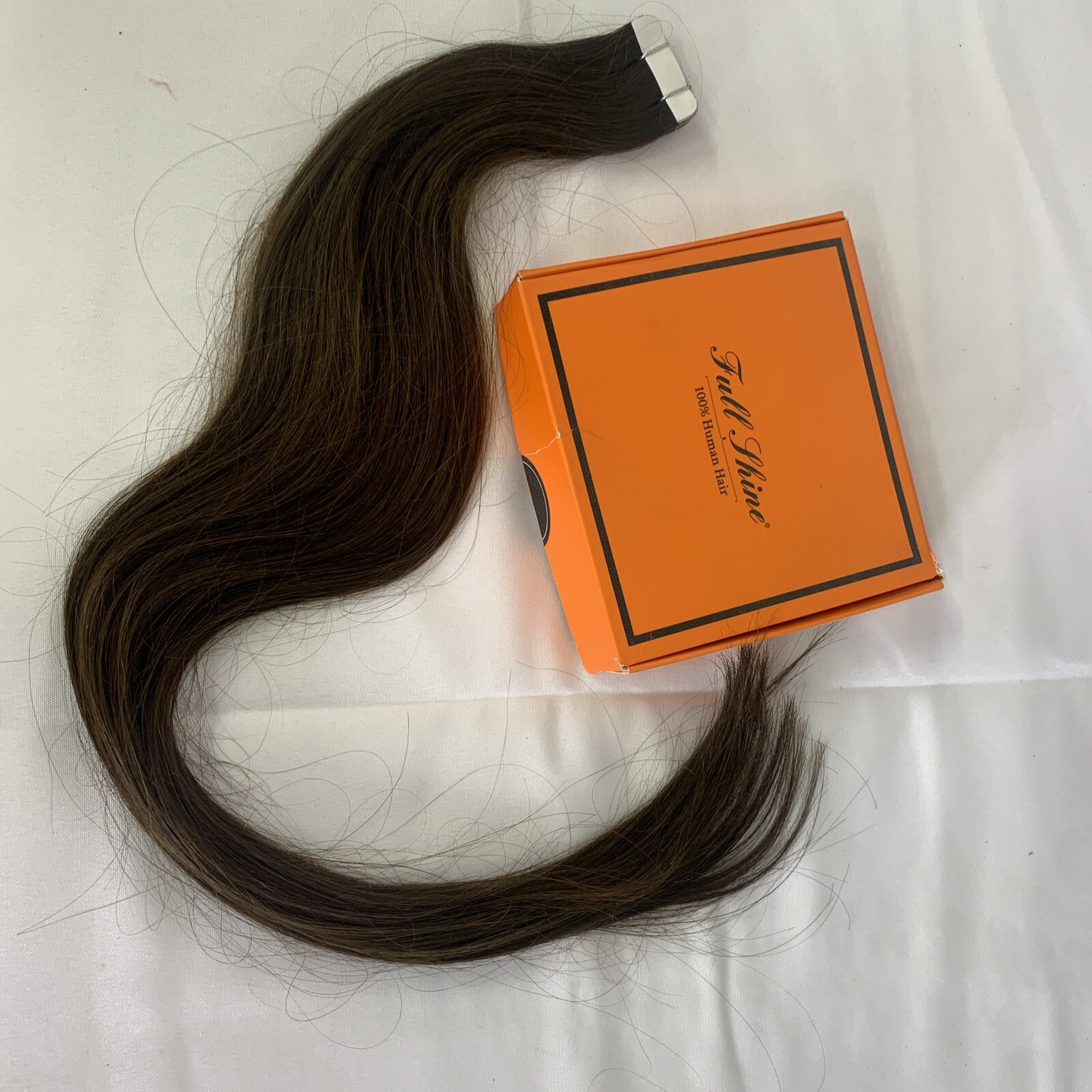 Full Shine Virgin Human Hair Single Side Tape In Extensions Color 4, 24”