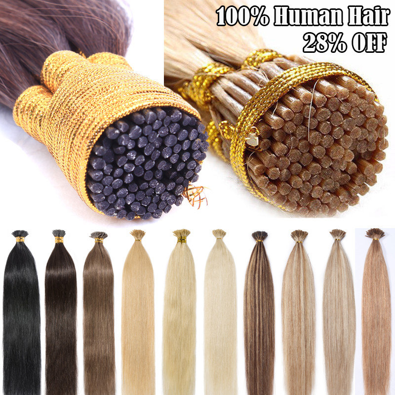 Russian 8A Thick Stick I Tip Remy Human Hair Extensions Pre Bonded Micro Ring US