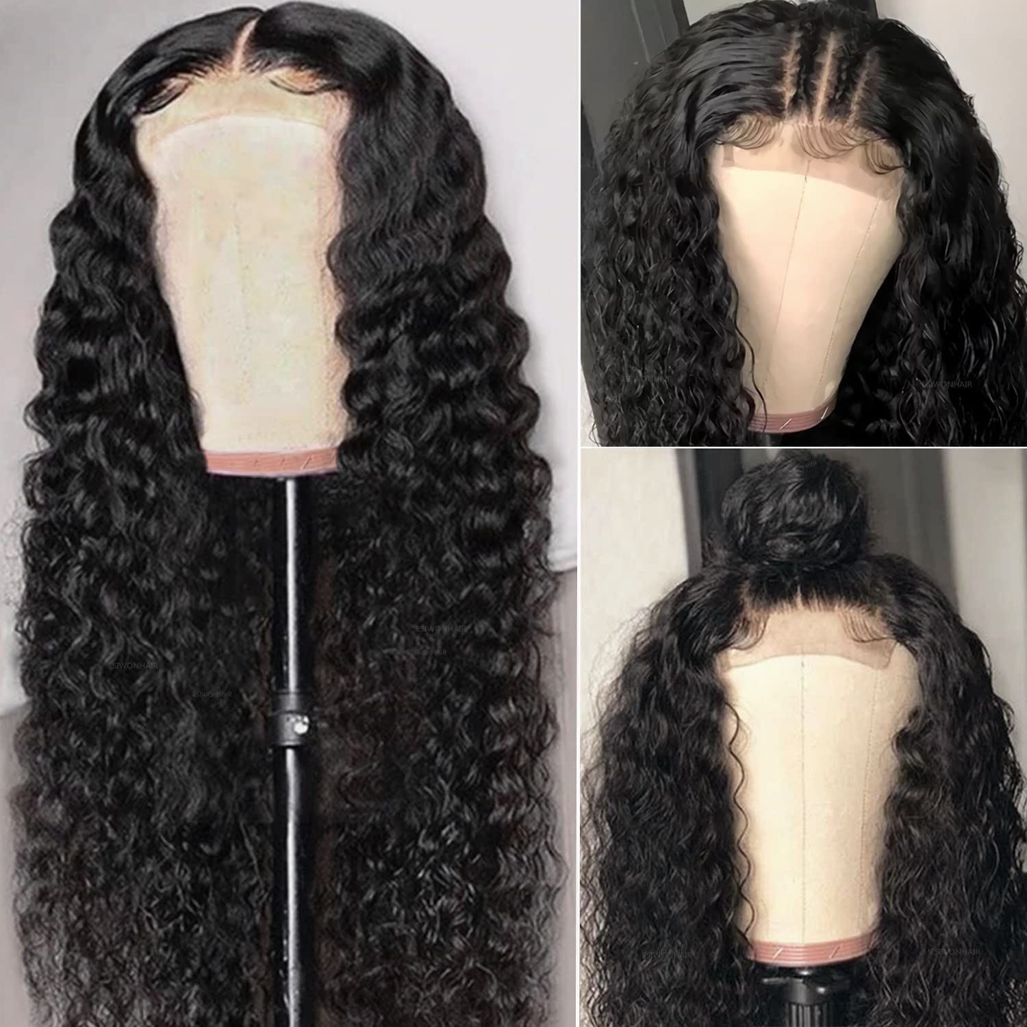 Wet and Wavy Deep Wave Lace Front Wigs Human Hair Glueless for Black Women 20…
