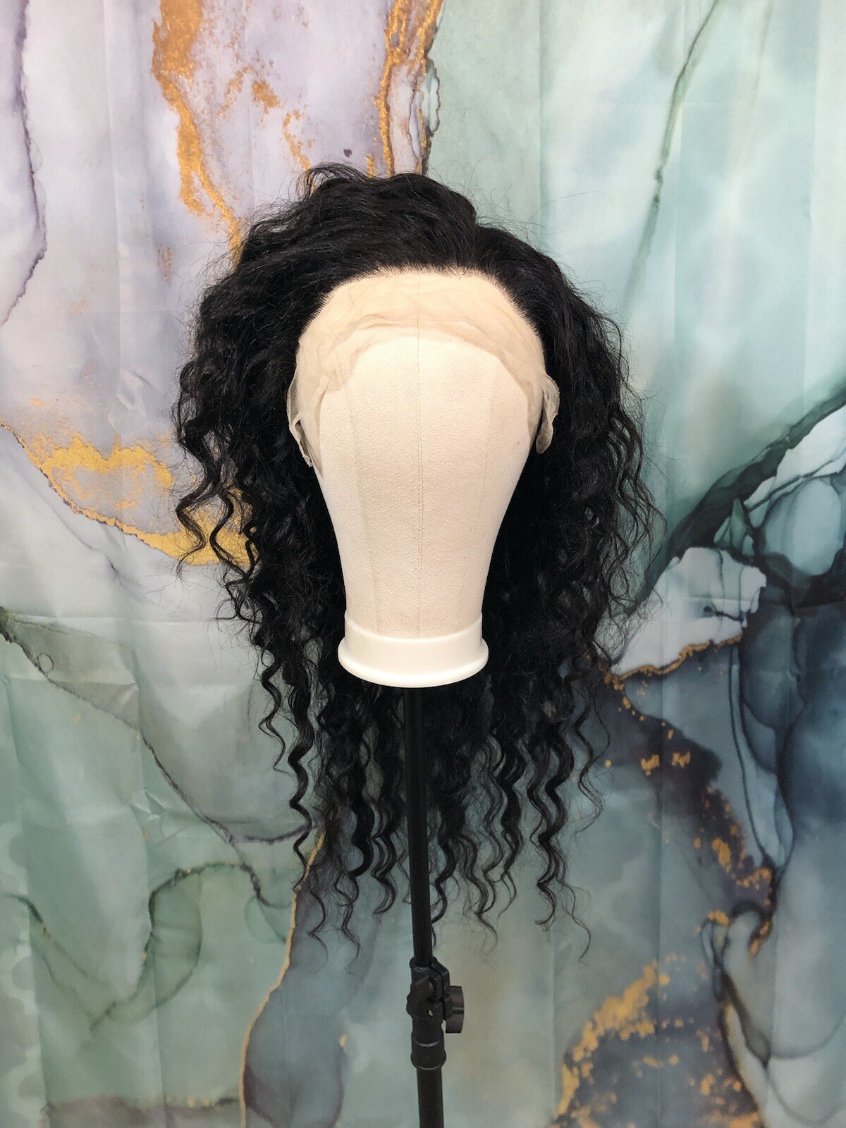 Human Hair Wig 28 Inch Natural Black Deep Curly 13×4 Preplucked Lace Front New