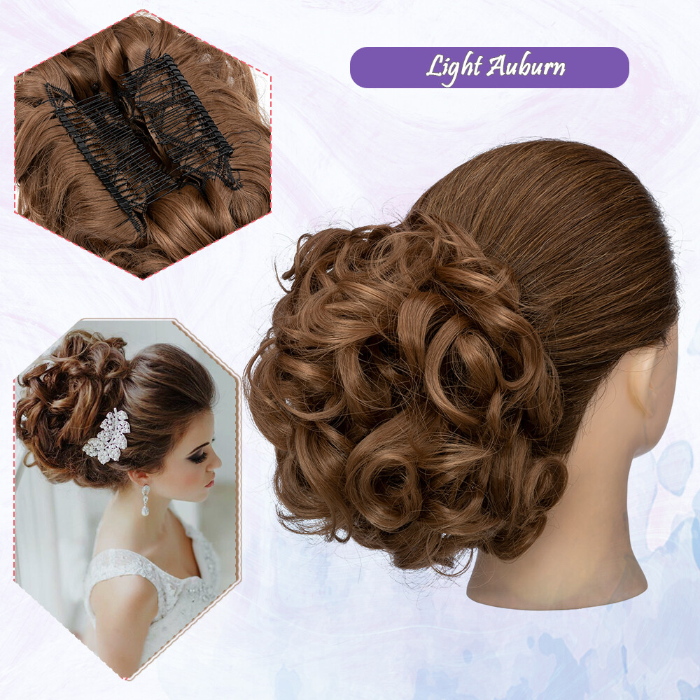Natural Curly Messy Bun Hair Piece Comb Scrunchie Updo Extensions Real as Human