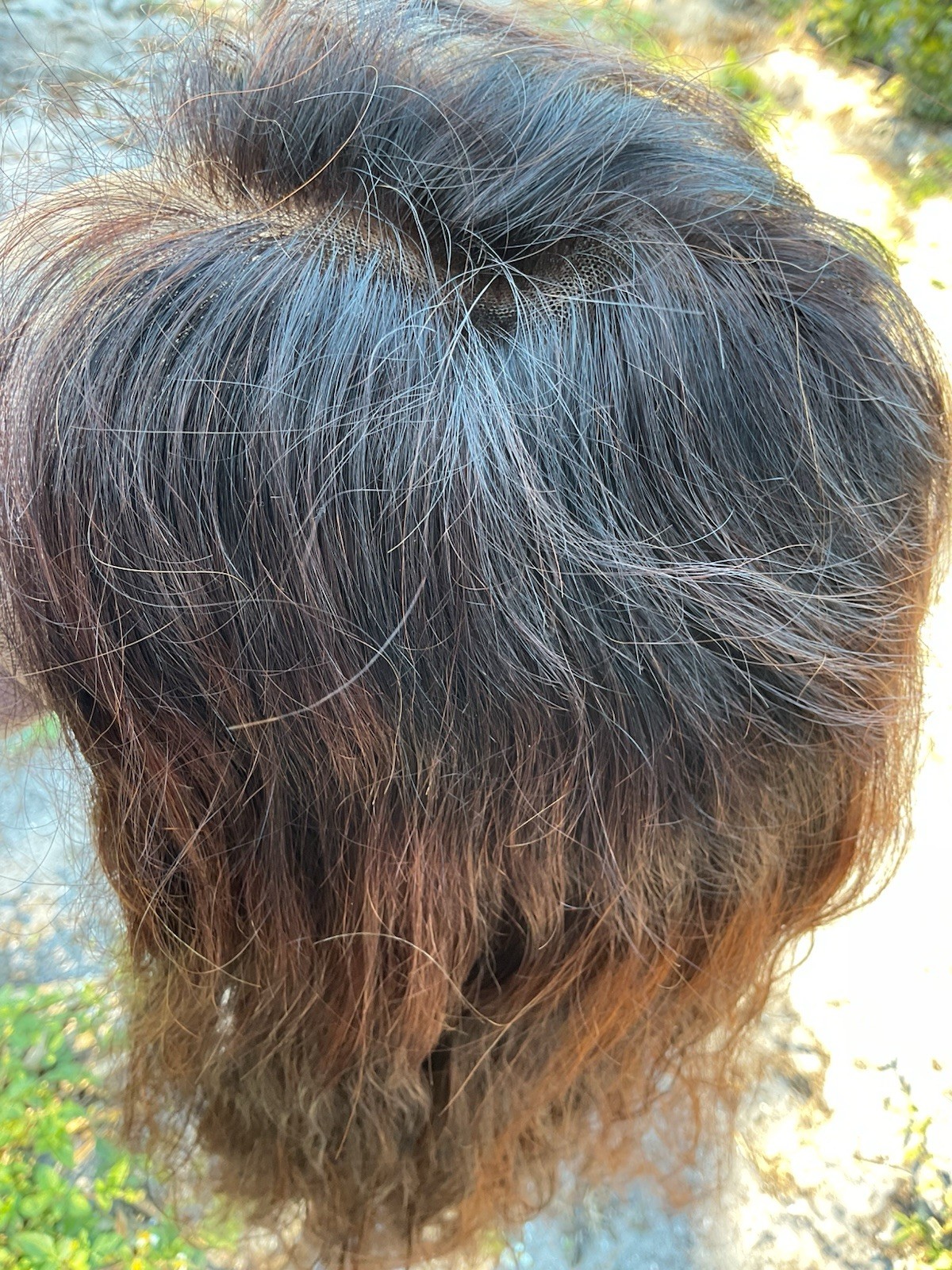 100% Human Hair Glueless Lacetop 26” Wavy Dark Brown/Auburn Highlights NWOT