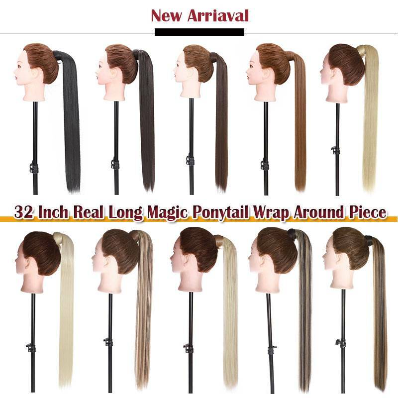 Long THICK Ponytail Clip In Hair Extensions Wrap On Pony tail Hairpiece as Human