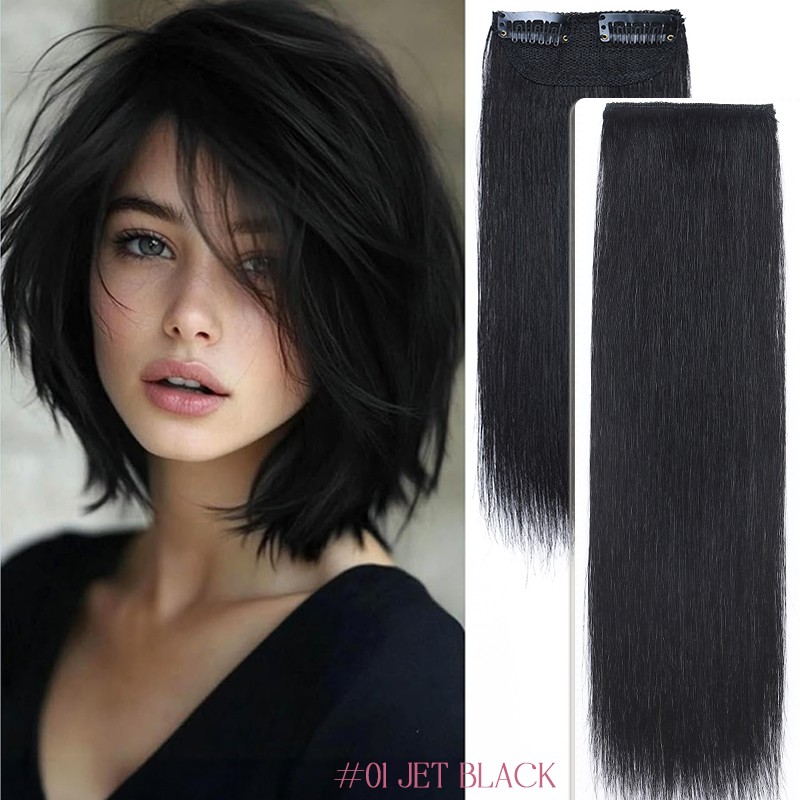 Fluffy short Clip In 100% Remy Human Hair Extensions Mini Pad Side Top Hairpiece